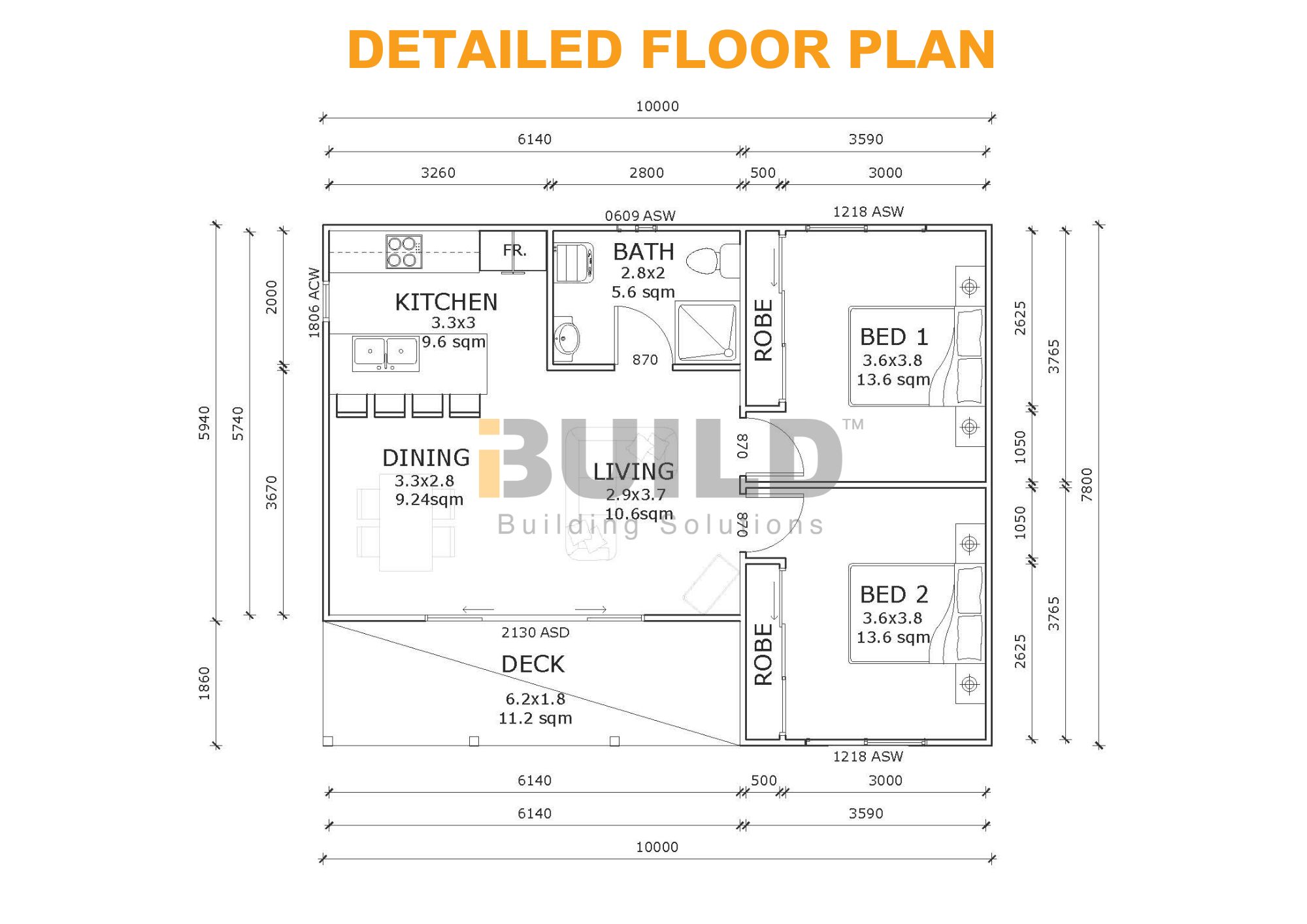 Kit Homes Portland Metro city detailed floor plan Watermarked