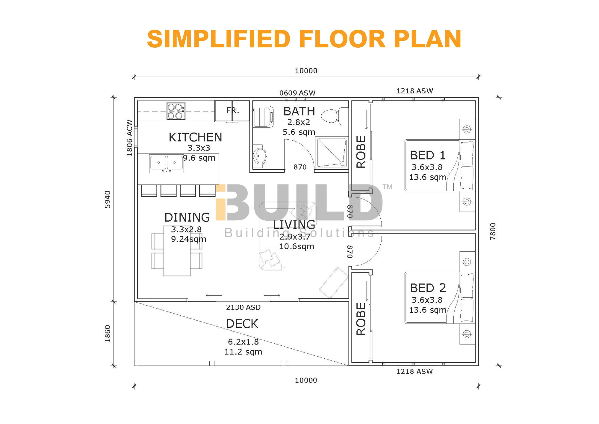 Kit Homes Portland Metro city simplified floor plan Watermarked